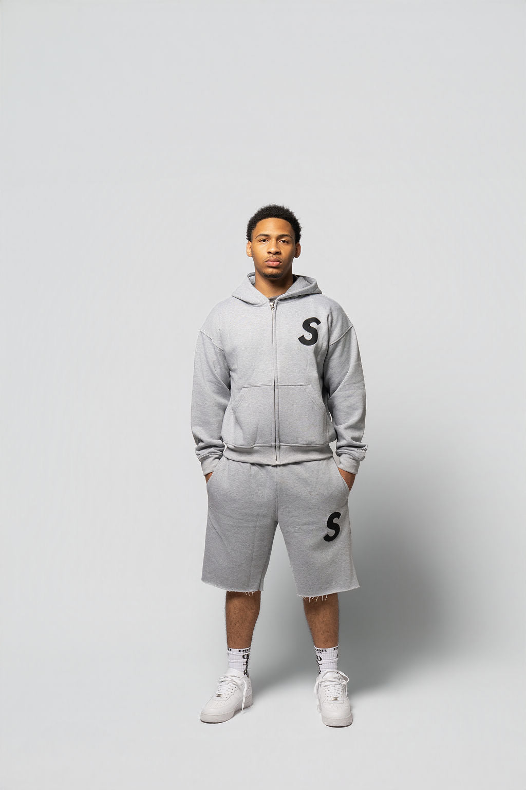Grey & Black Short Set