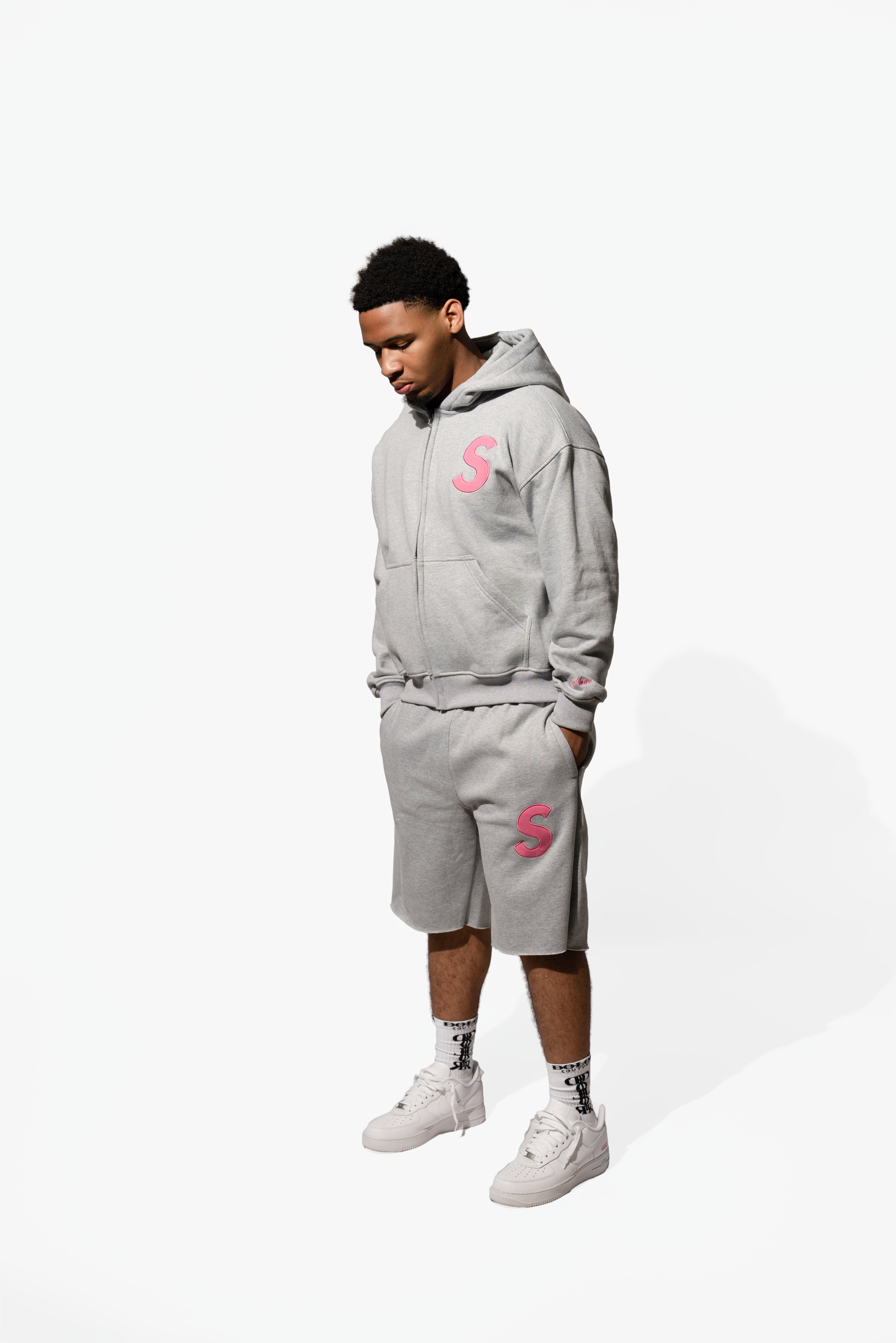 GREY & PINK SHORT SET