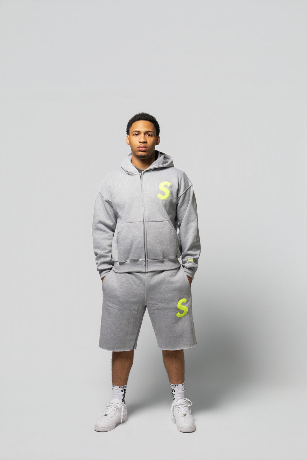 GREY & NEON SHORT SET