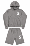 GREY & WHITE SHORT SET