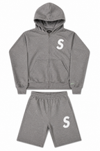 GREY & WHITE SHORT SET