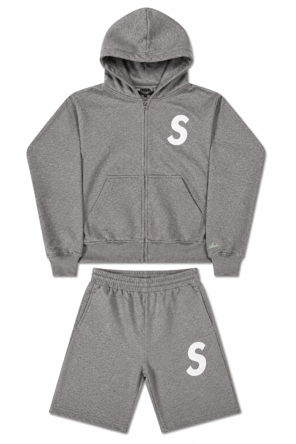 GREY & WHITE SHORT SET